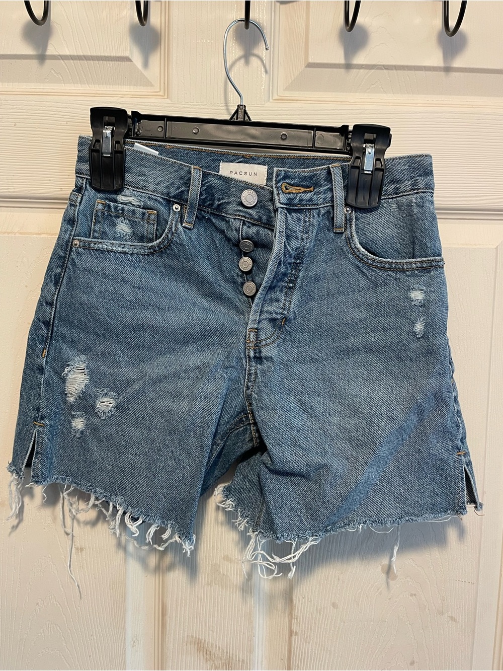 PacSun Light Blue Distressed High-Rise Denim Shorts